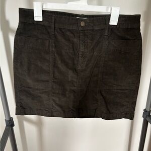 Army Green Corduroy Mini Skirt